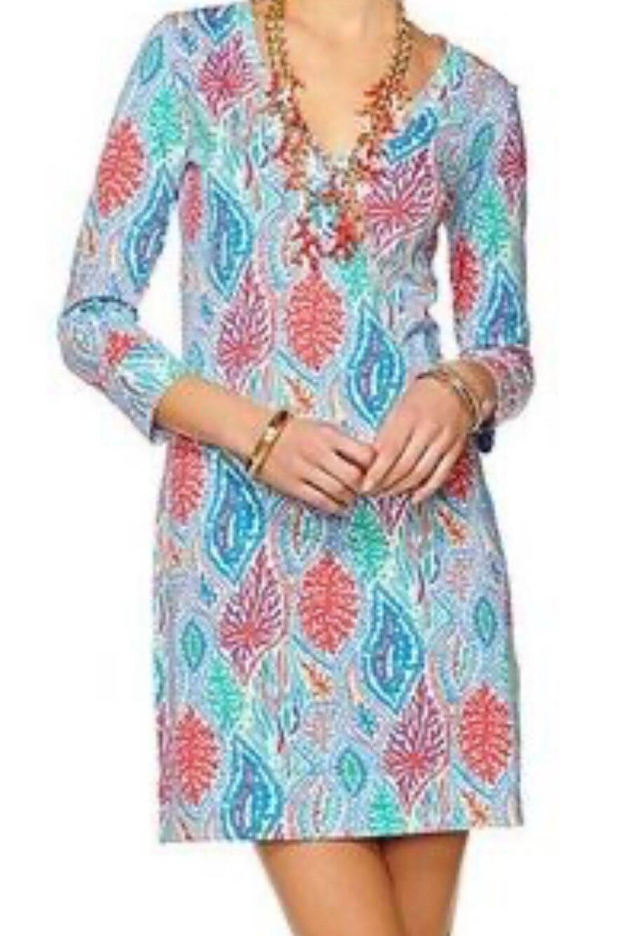 Lilly Pulitzer Medium V Neck Pima Cotton Mini Dress Christy Minno Beach summer